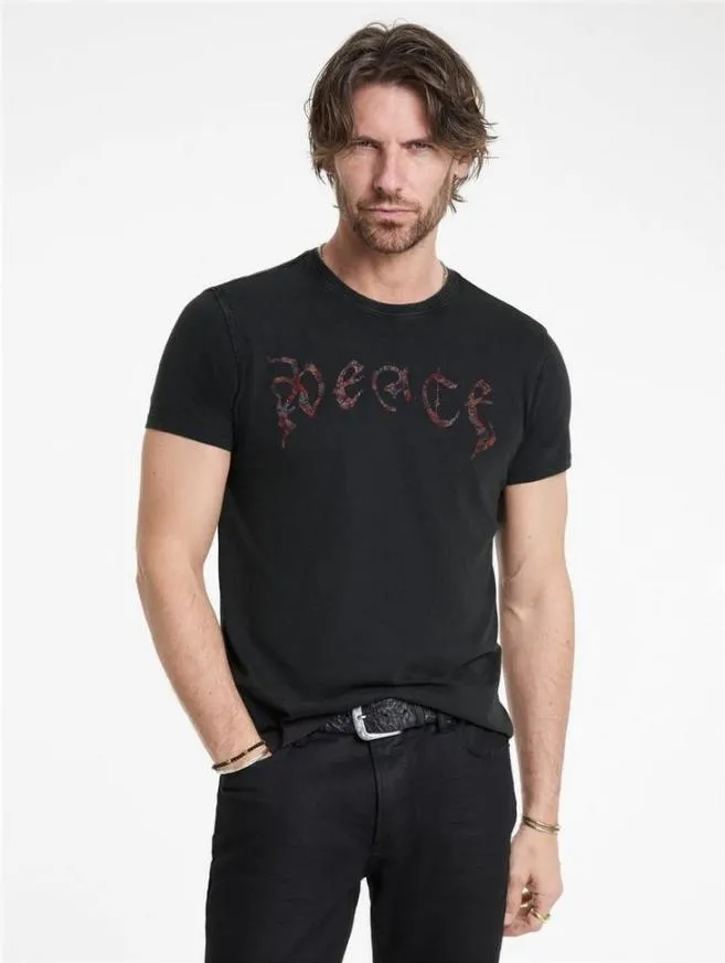 Men John Varvatos Graphic Tees Peace Tee Charcoal