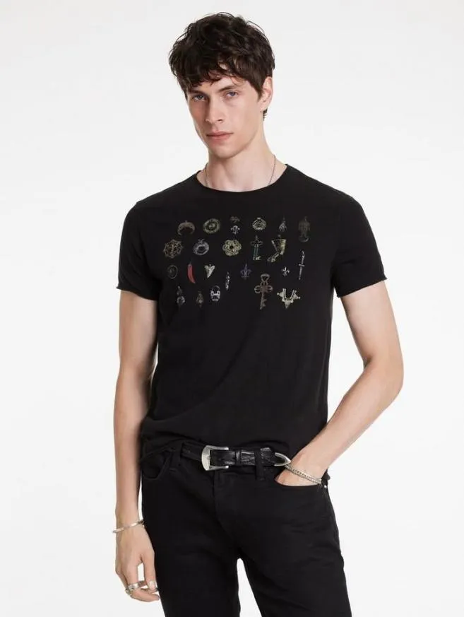 Men John Varvatos Graphic Tees Pendants Tee Black