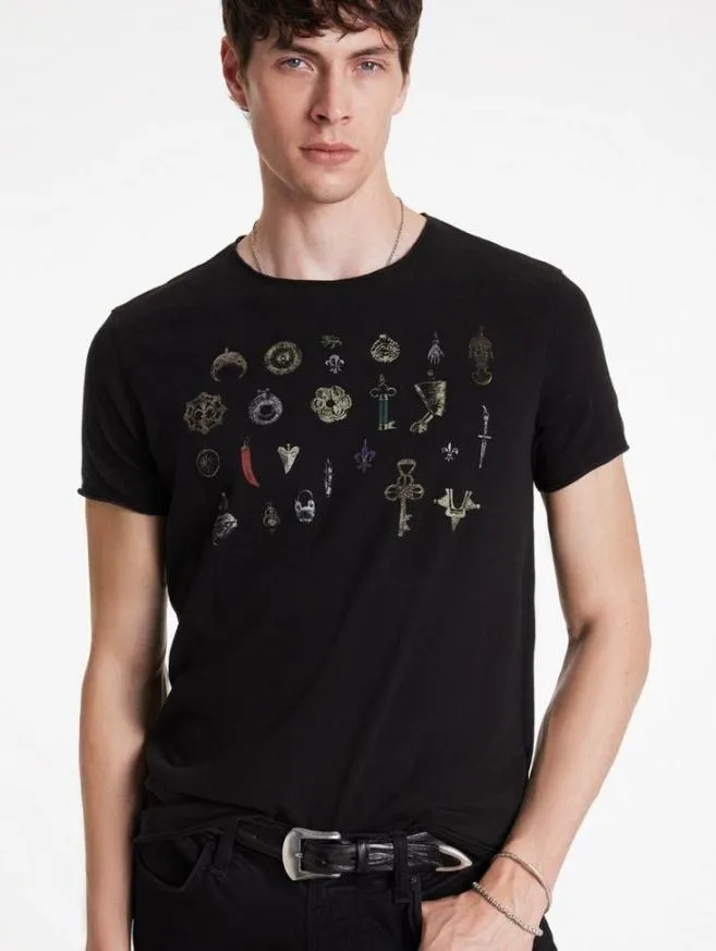 Men John Varvatos Graphic Tees Pendants Tee Black