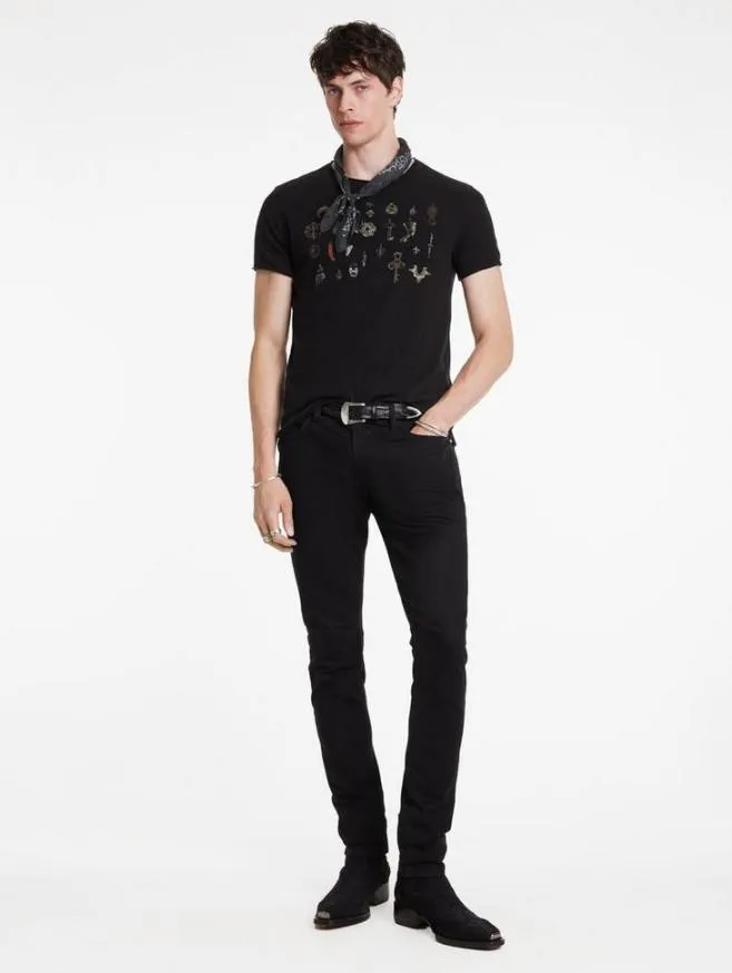 Men John Varvatos Graphic Tees Pendants Tee Black
