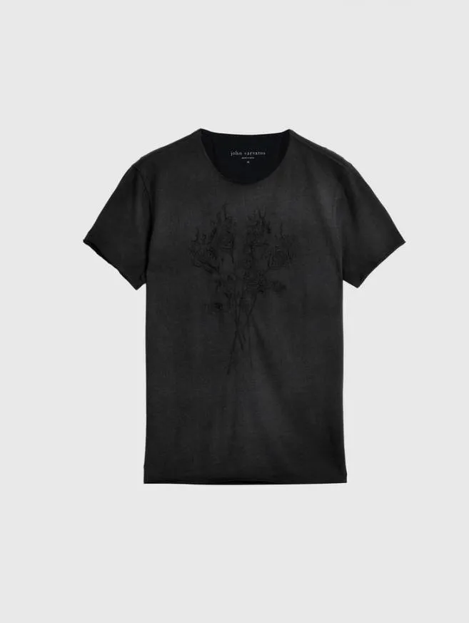 Men John Varvatos Graphic Tees Roses Tee Black
