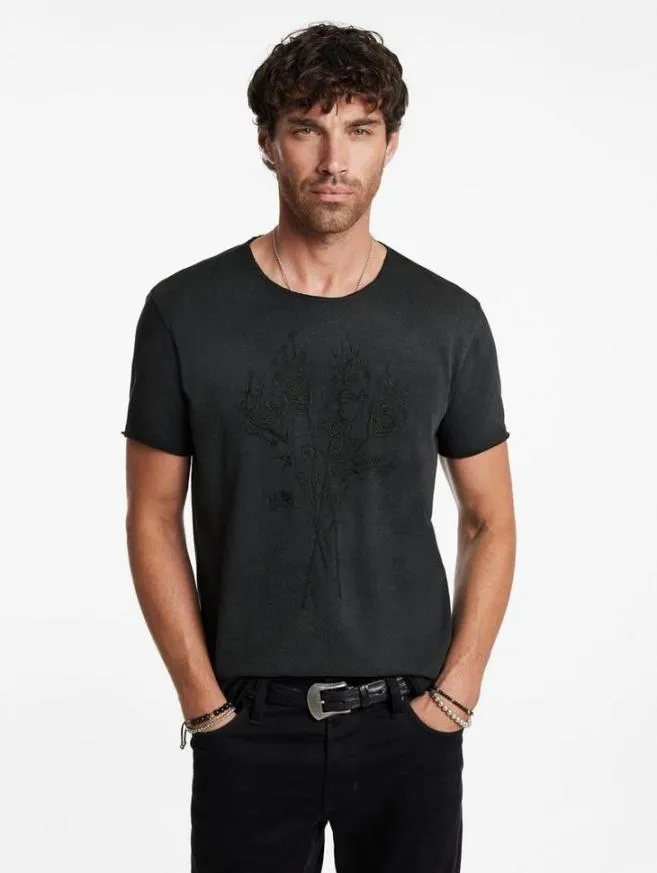 Men John Varvatos Graphic Tees Roses Tee Black