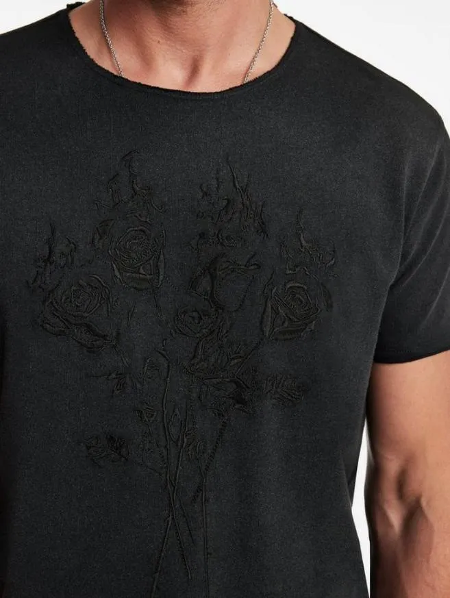 Men John Varvatos Graphic Tees Roses Tee Black