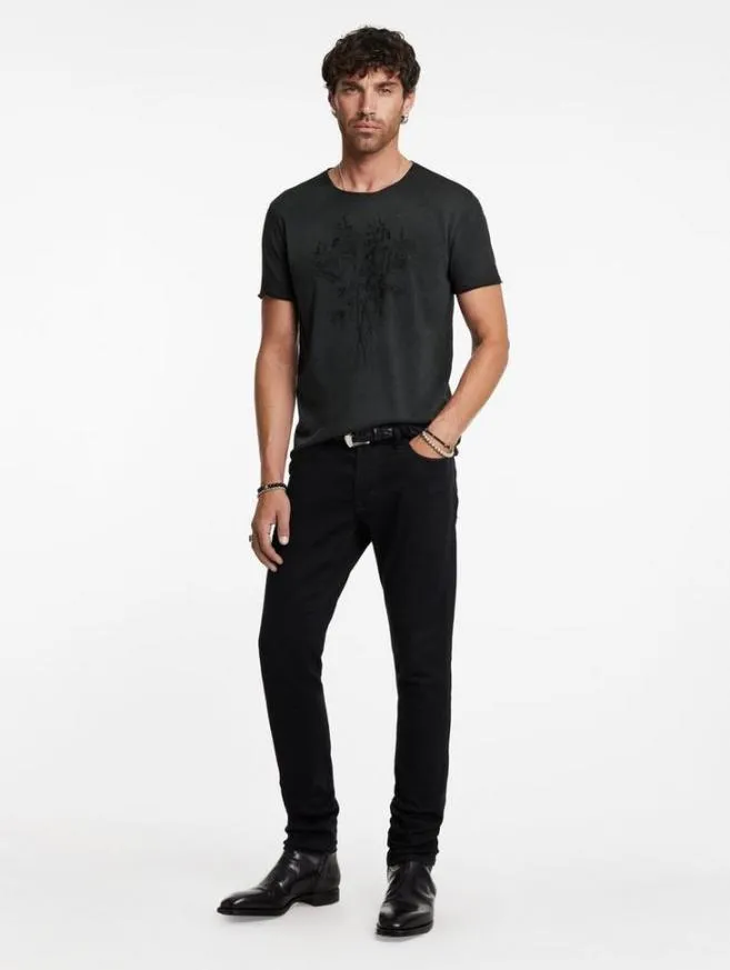 Men John Varvatos Graphic Tees Roses Tee Black