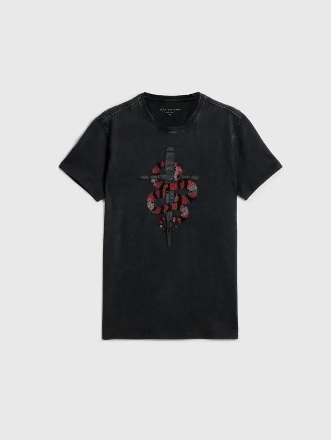 Men John Varvatos Graphic Tees Snake And Dagger Tee Black
