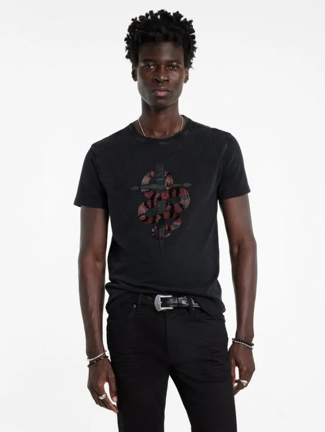 Men John Varvatos Graphic Tees Snake And Dagger Tee Black