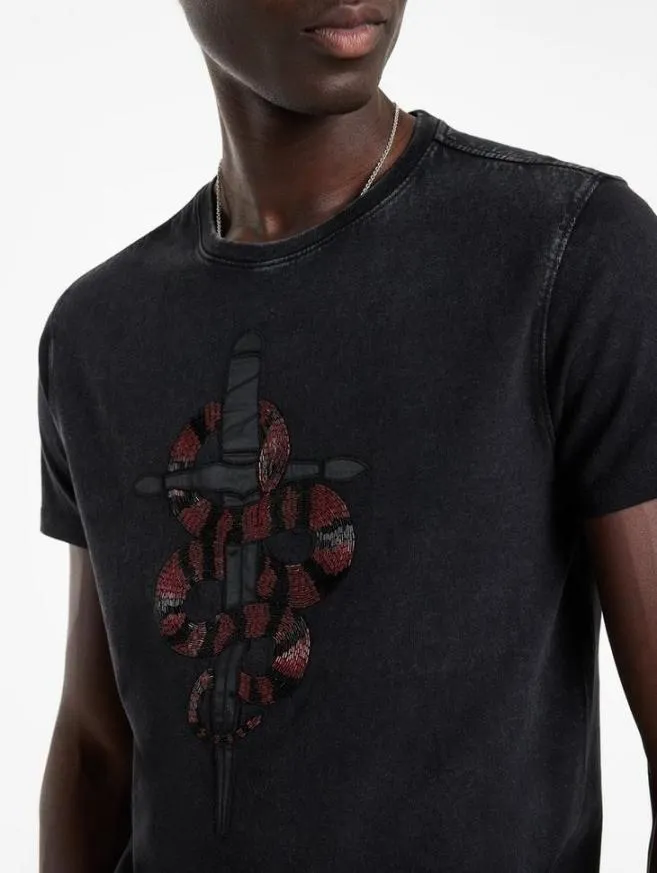 Men John Varvatos Graphic Tees Snake And Dagger Tee Black