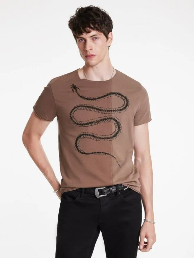 Men John Varvatos Graphic Tees Snake Bones Tee Mauvewood