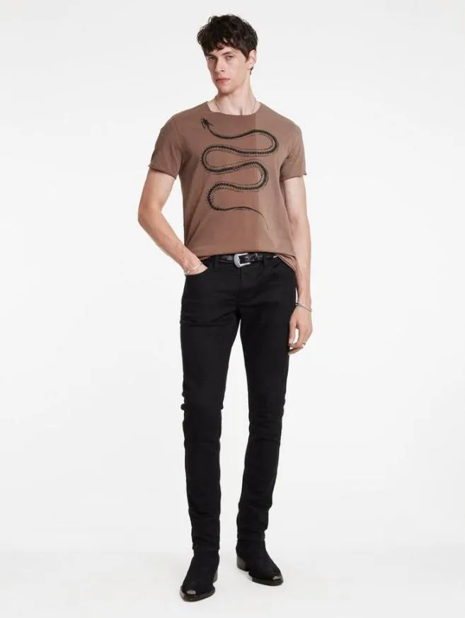 Men John Varvatos Graphic Tees Snake Bones Tee Mauvewood
