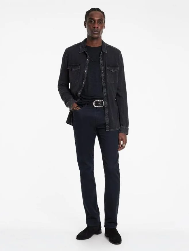 Men John Varvatos Jeans J701 8211 Black Weft Eclipse