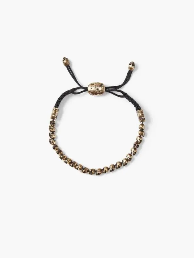 Men John Varvatos Jewelry Beaded Brass Skull Bracelet Brass