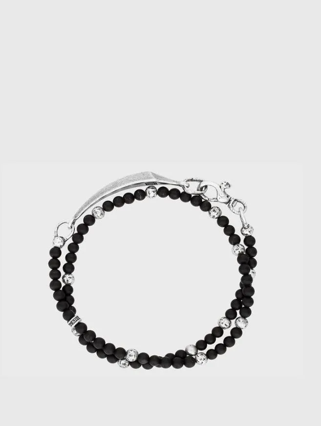 Men John Varvatos Jewelry Beaded MultiStrand Bracelet Silver