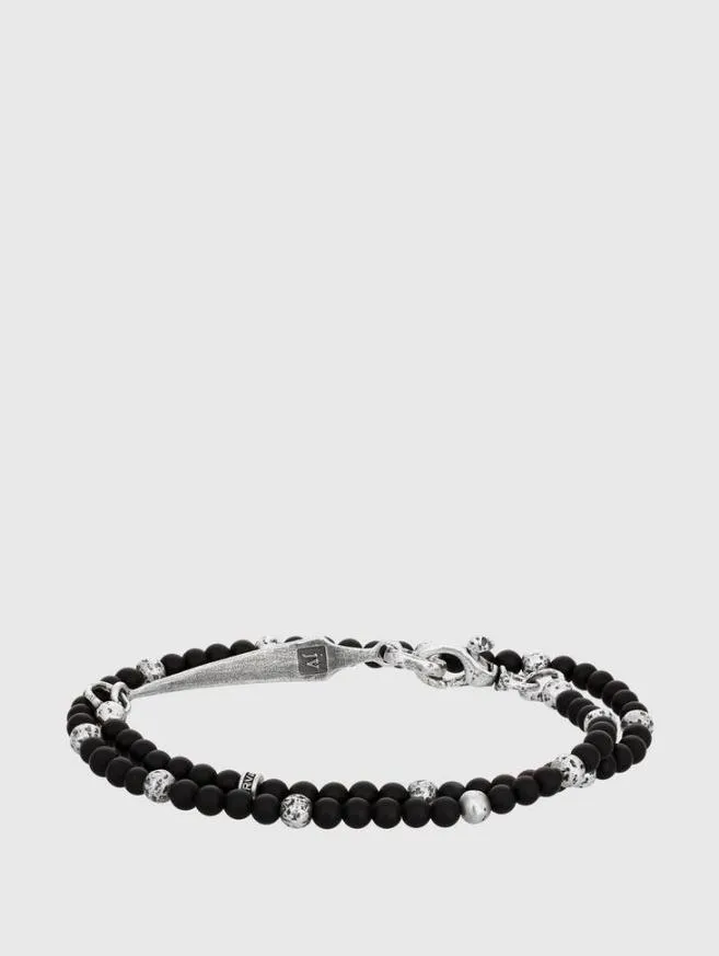 Men John Varvatos Jewelry Beaded MultiStrand Bracelet Silver