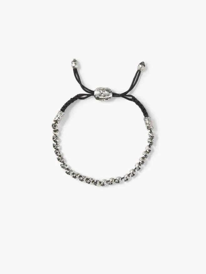 Men John Varvatos Jewelry Beaded Silver Skull Bracelet Silver
