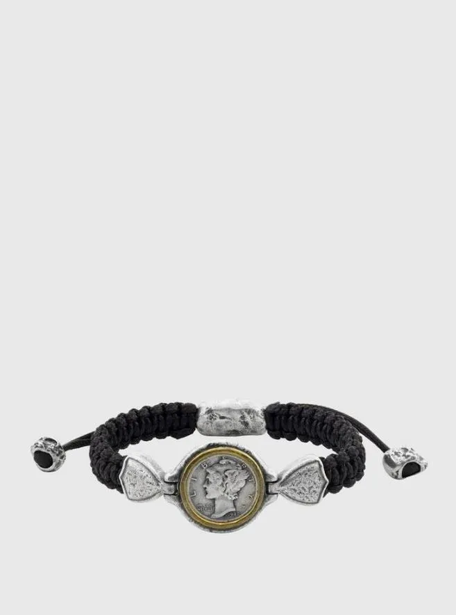 Men John Varvatos Jewelry Corded Mercury Coin Bracelet Silver