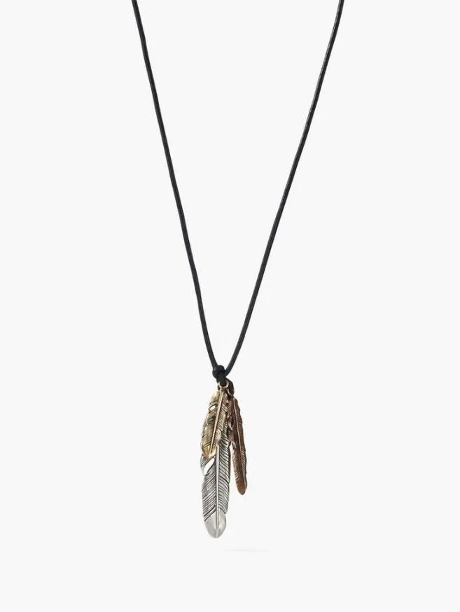 Men John Varvatos Jewelry Feather Pendant Necklace Black