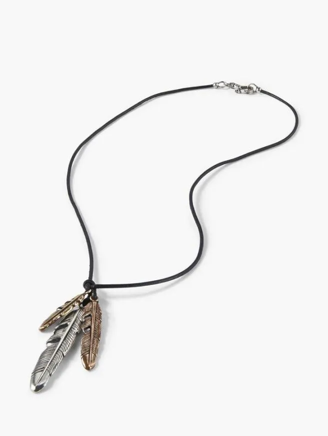 Men John Varvatos Jewelry Feather Pendant Necklace Black