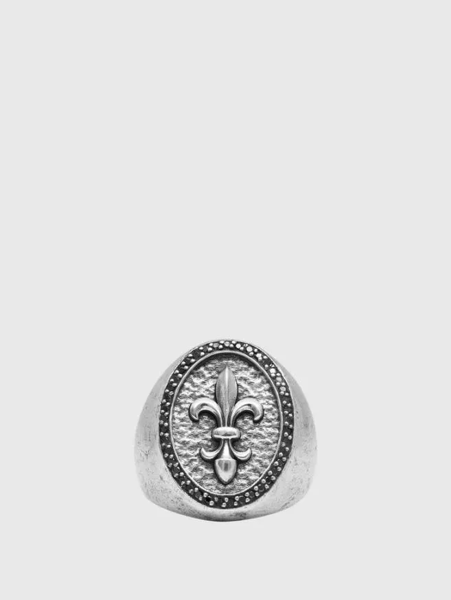 Men John Varvatos Jewelry Fleur De Lis Feature Ring With Black Diamonds No Color