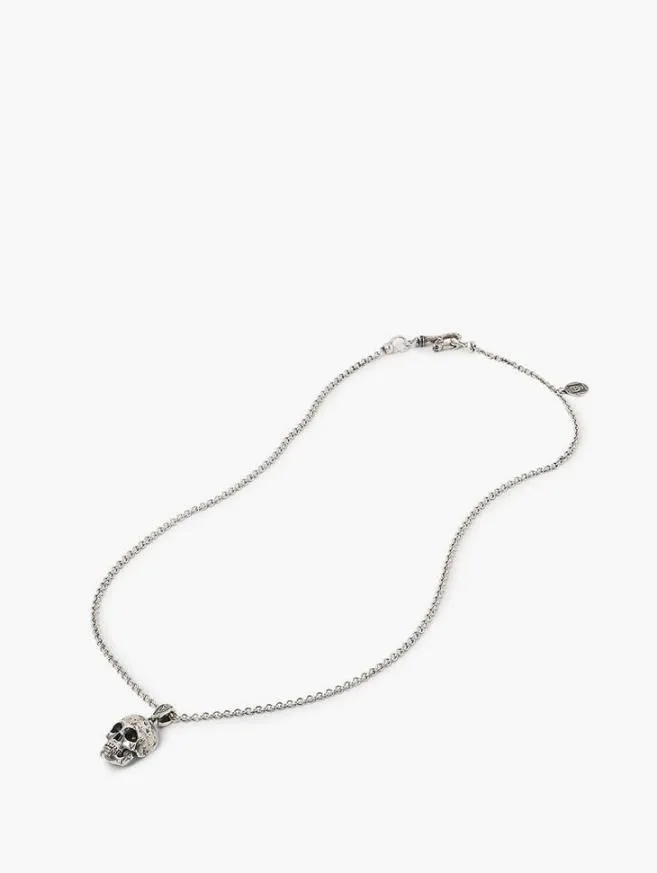Men John Varvatos Jewelry Silver Distressed Skull Necklace Silver