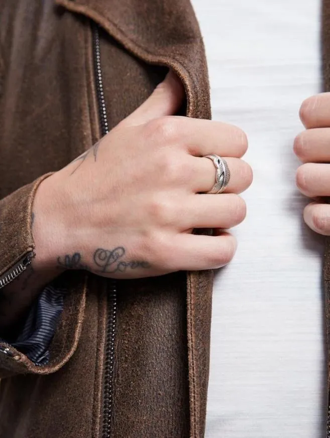 Men John Varvatos Jewelry Silver Feather Ring Silver