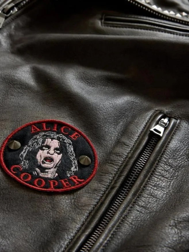 Men John Varvatos Leather Jackets Alice Cooper Leather Biker Ash