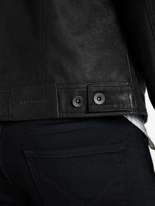 Men John Varvatos Leather Jackets Andrew Trucker Black