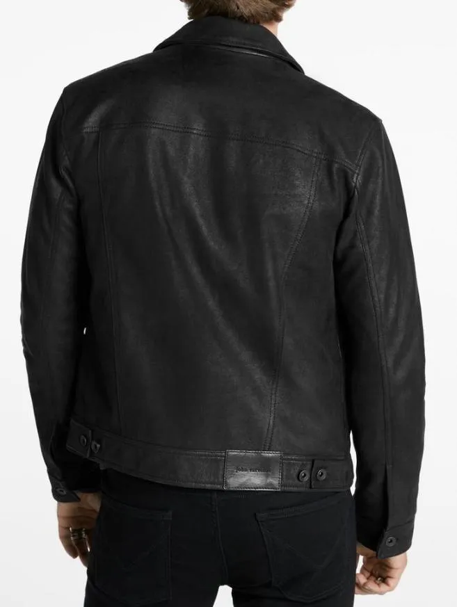 Men John Varvatos Leather Jackets Andrew Trucker Black