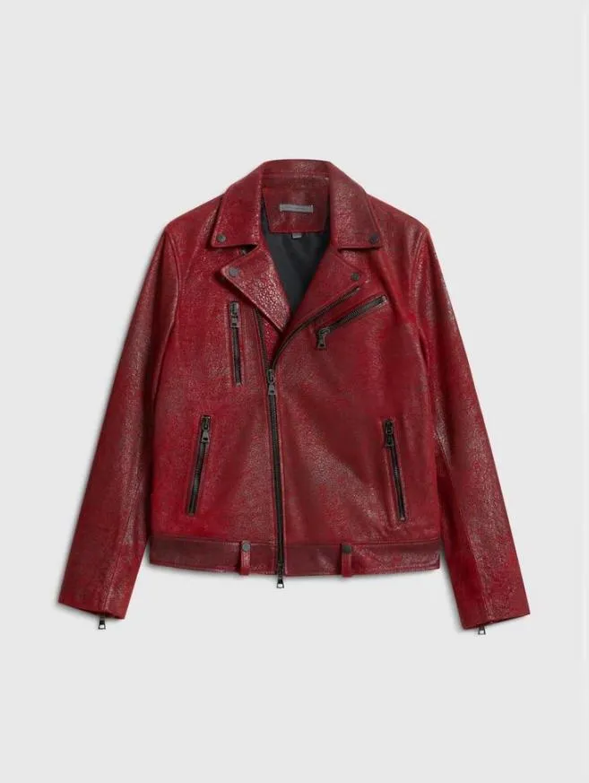 Men John Varvatos Leather Jackets Chelsea Biker Garnet