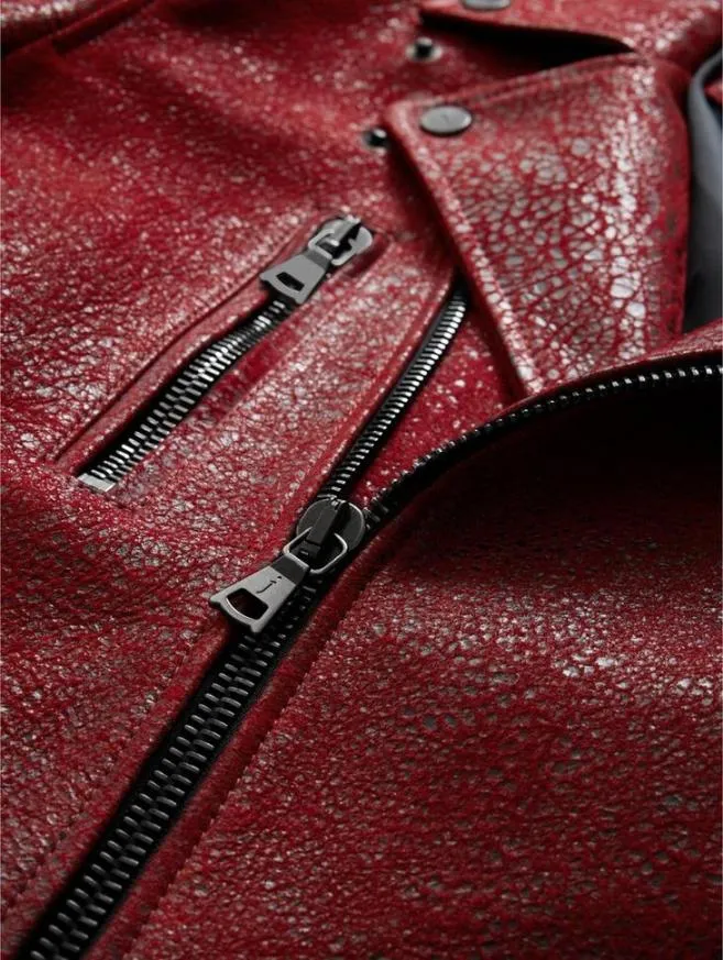 Men John Varvatos Leather Jackets Chelsea Biker Garnet