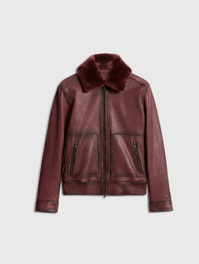 Men John Varvatos Leather Jackets Claremont Aviator Jacket Oxblood