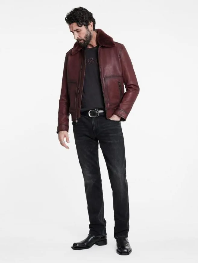 Men John Varvatos Leather Jackets Claremont Aviator Jacket Oxblood