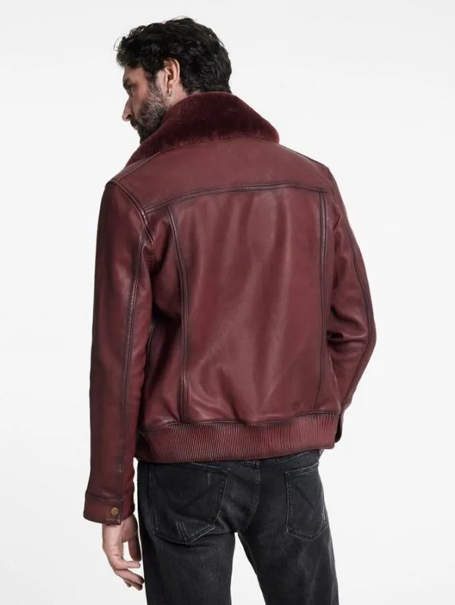 Men John Varvatos Leather Jackets Claremont Aviator Jacket Oxblood