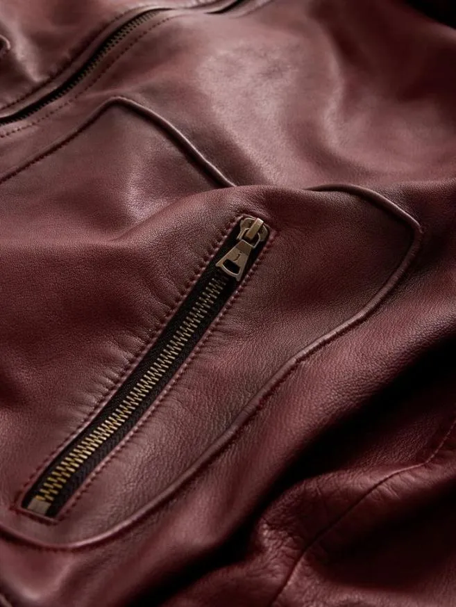 Men John Varvatos Leather Jackets Claremont Aviator Jacket Oxblood
