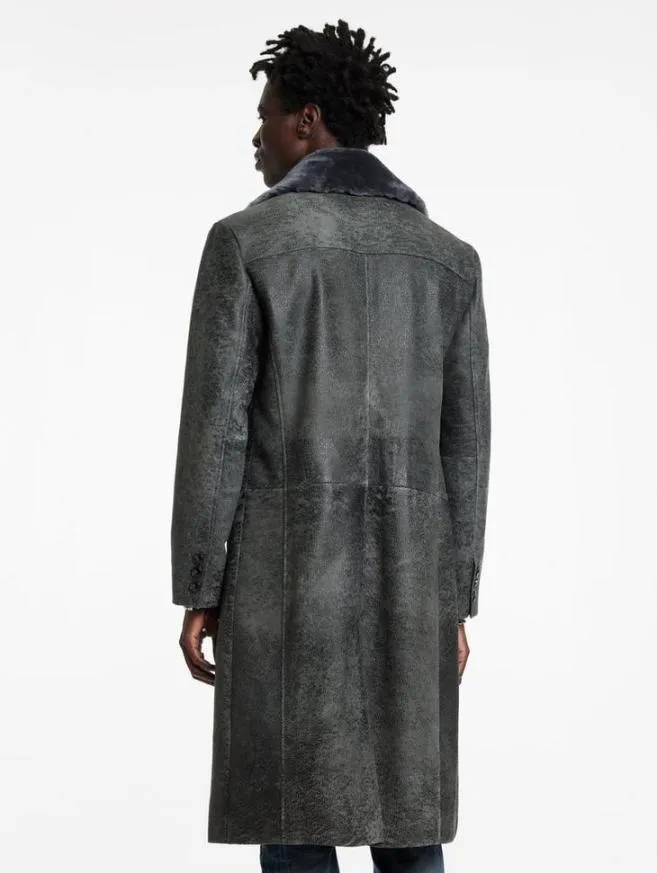 Men John Varvatos Leather Jackets Dexter Coat Carbon Grey