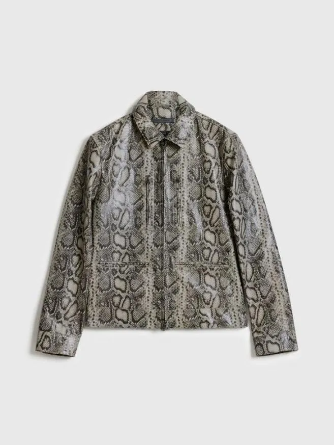 Men John Varvatos Leather Jackets Gryffin Jacket Smoked Pearl Grey