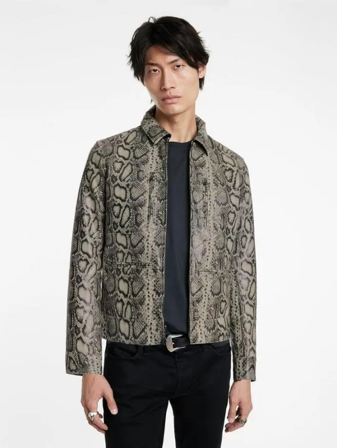 Men John Varvatos Leather Jackets Gryffin Jacket Smoked Pearl Grey