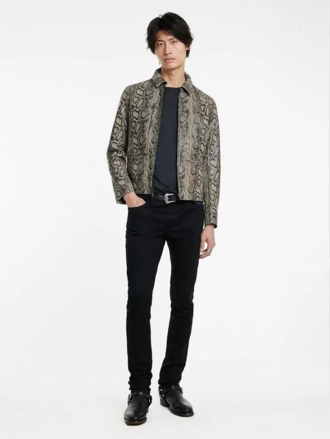 Men John Varvatos Leather Jackets Gryffin Jacket Smoked Pearl Grey