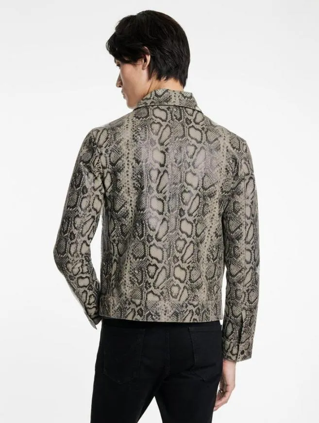 Men John Varvatos Leather Jackets Gryffin Jacket Smoked Pearl Grey