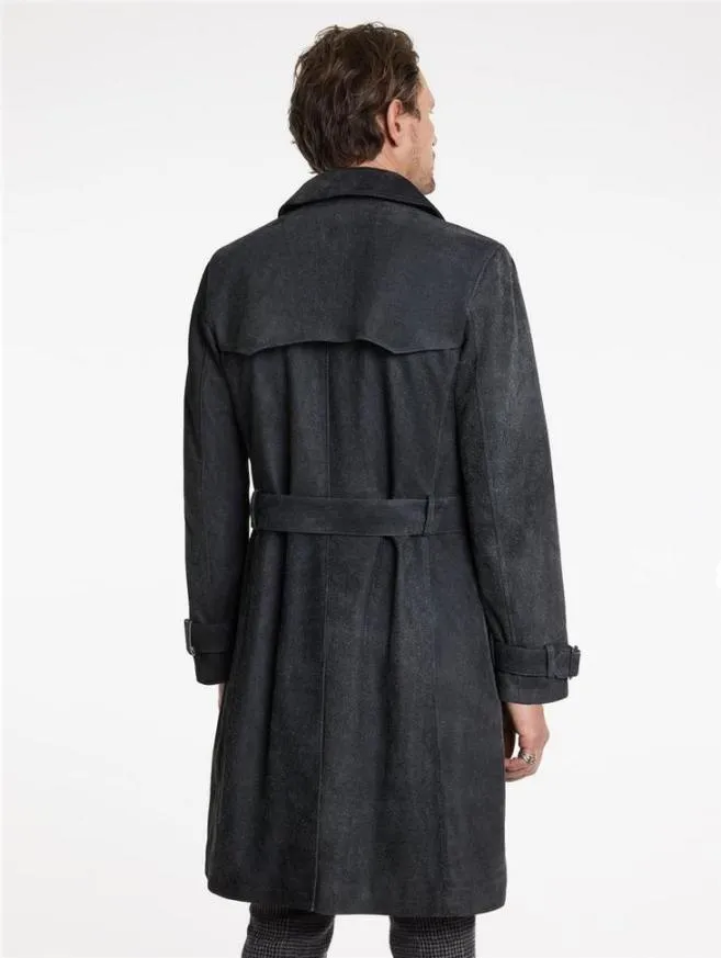 Men John Varvatos Leather Jackets Hackney Coat Indigo