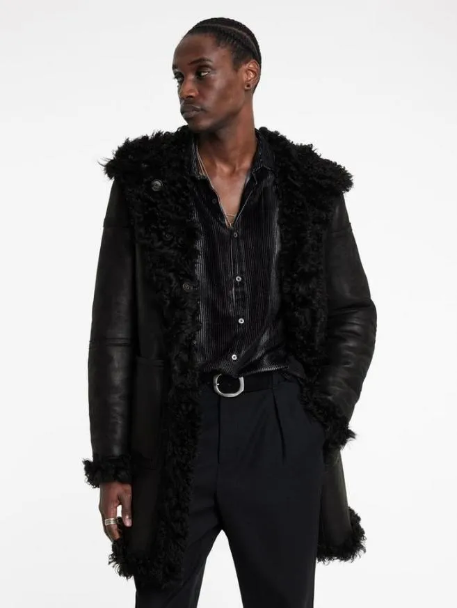 Men John Varvatos Leather Jackets Hoxton Coat Black