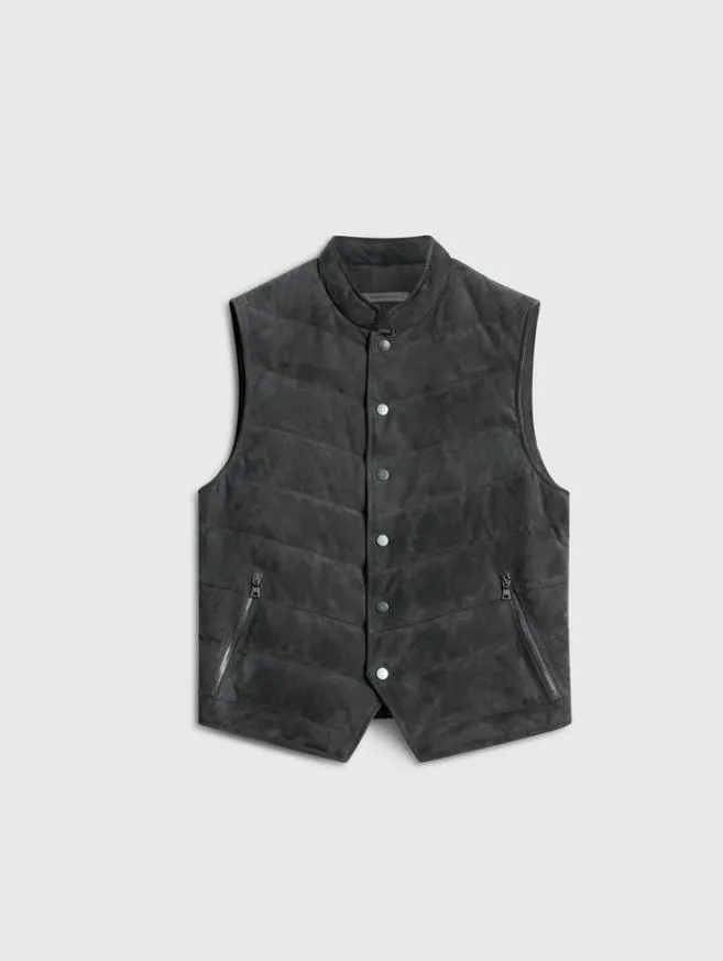 Men John Varvatos Leather Jackets Jackson Vest Concrete Htr