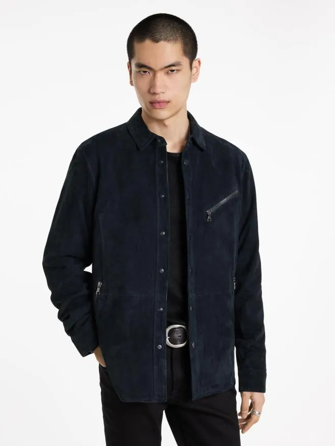 Men John Varvatos Leather Jackets Kadd Shirt Jacket Black