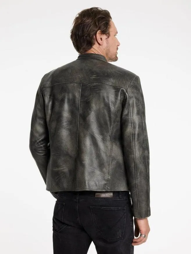 Men John Varvatos Leather Jackets Keeler Racer Jacket Carbon