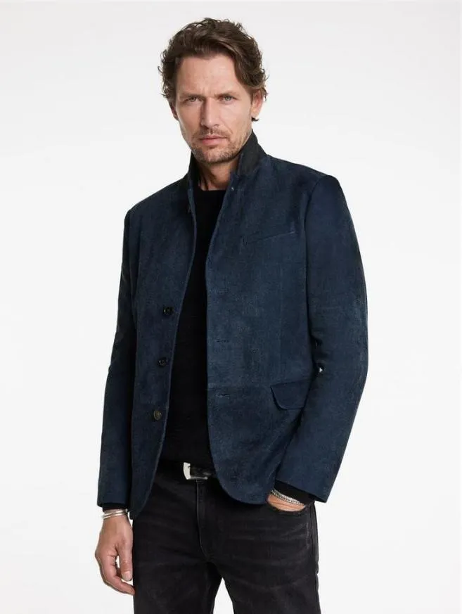 Men John Varvatos Leather Jackets Rind Jacket Powder Blue