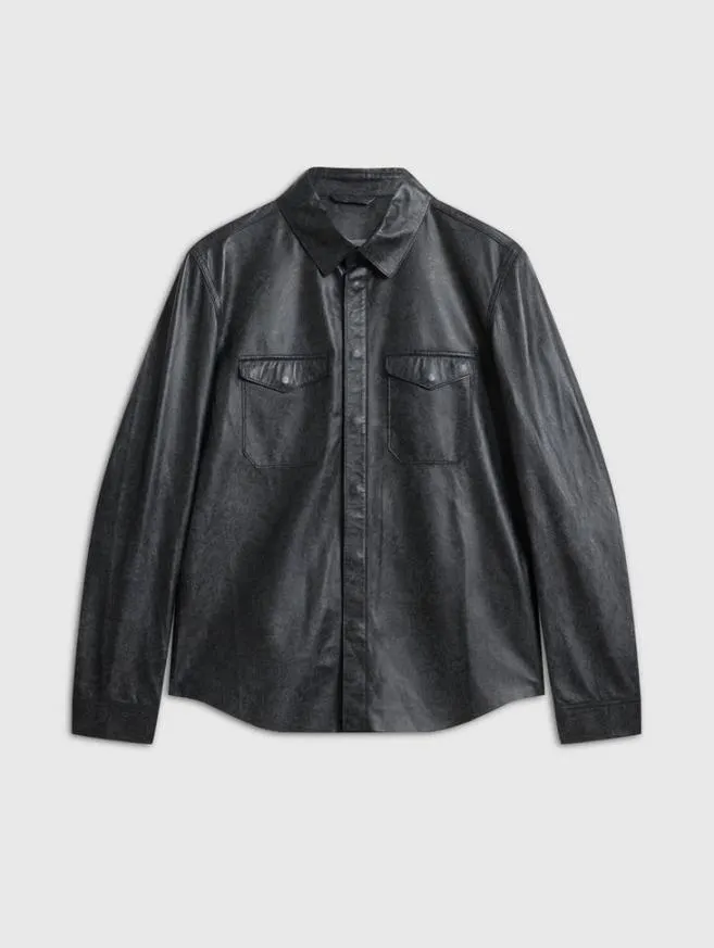Men John Varvatos Leather Jackets Travis Shirt Jacket Black