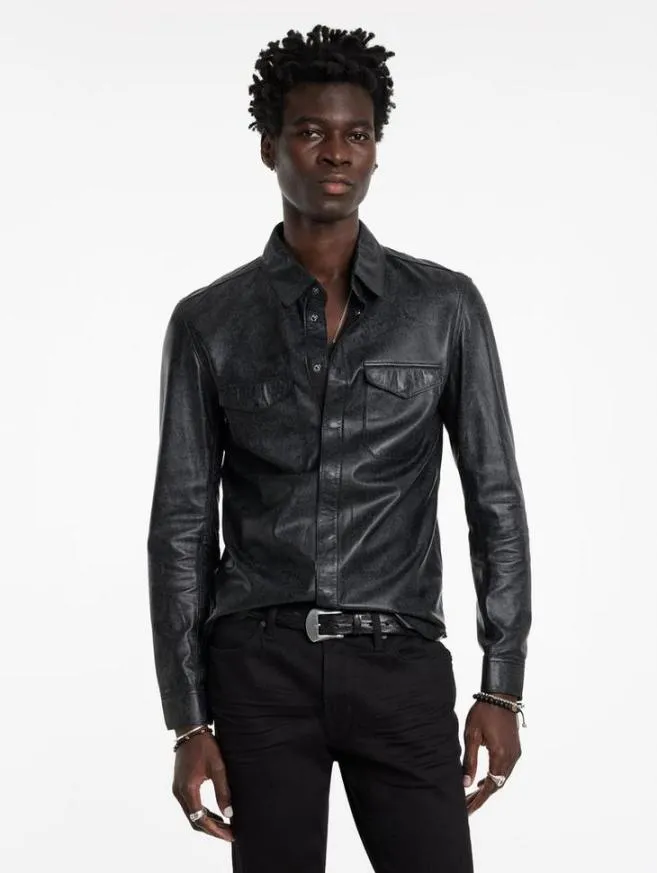 Men John Varvatos Leather Jackets Travis Shirt Jacket Black