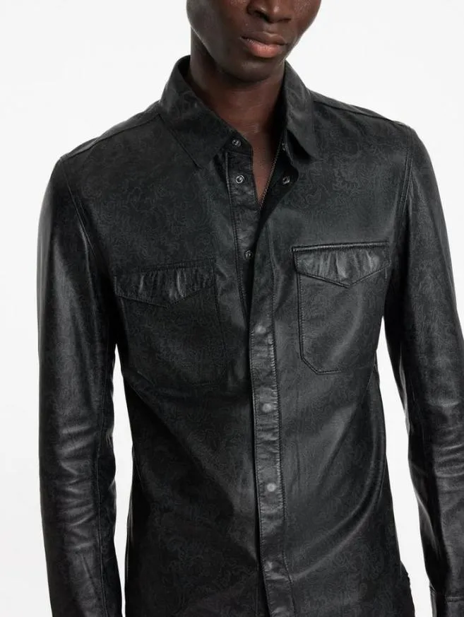 Men John Varvatos Leather Jackets Travis Shirt Jacket Black