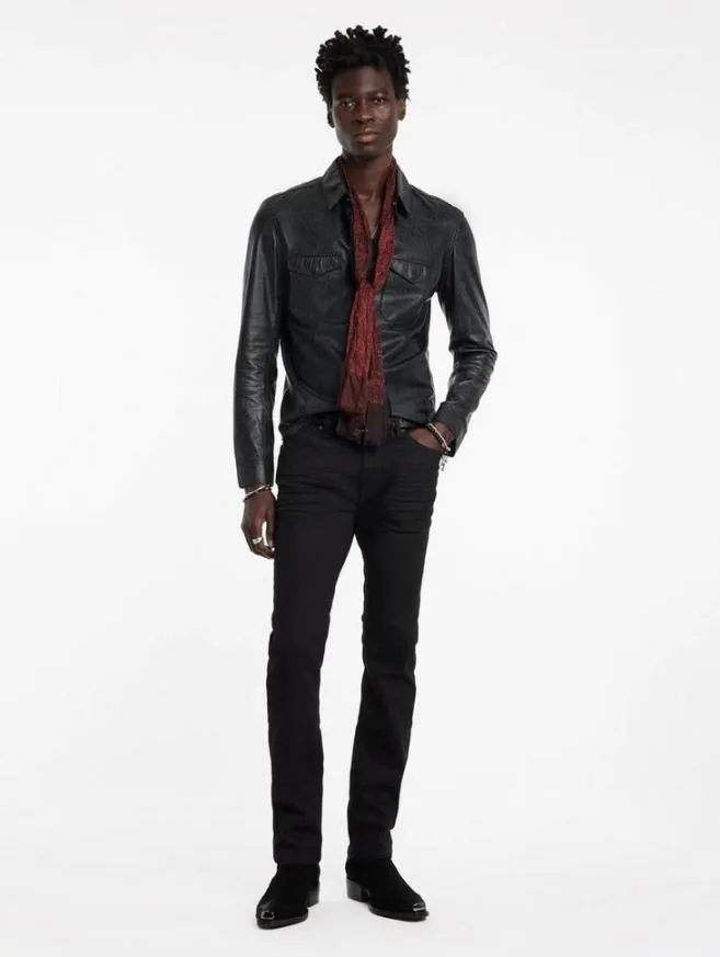 Men John Varvatos Leather Jackets Travis Shirt Jacket Black