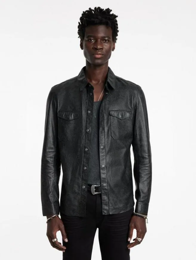 Men John Varvatos Leather Jackets Travis Shirt Jacket Black