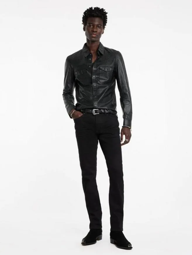 Men John Varvatos Leather Jackets Travis Shirt Jacket Black